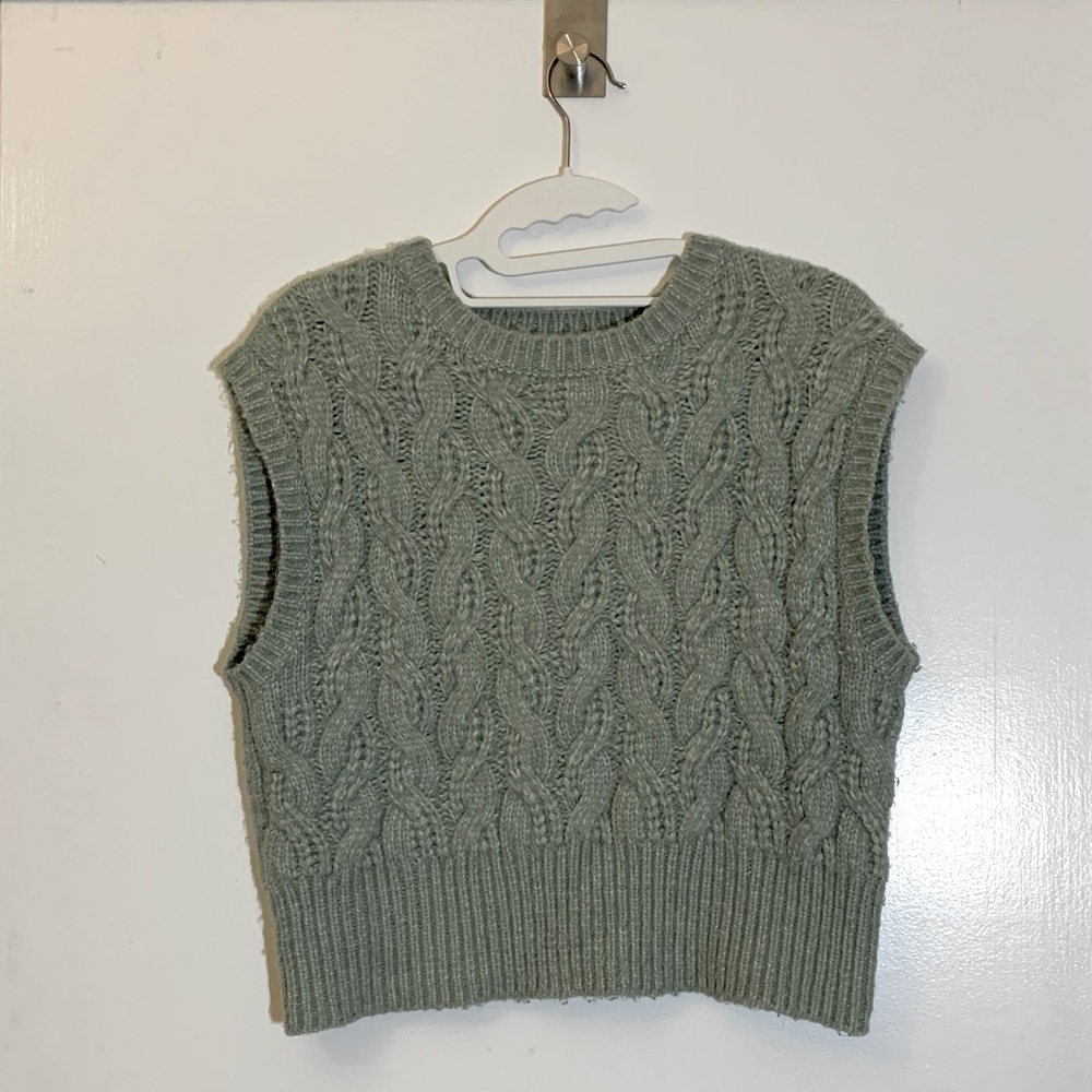 Sage green knit sweater vest